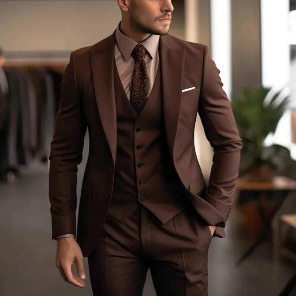 Men's Three-piece Suit Solid Color High Sense