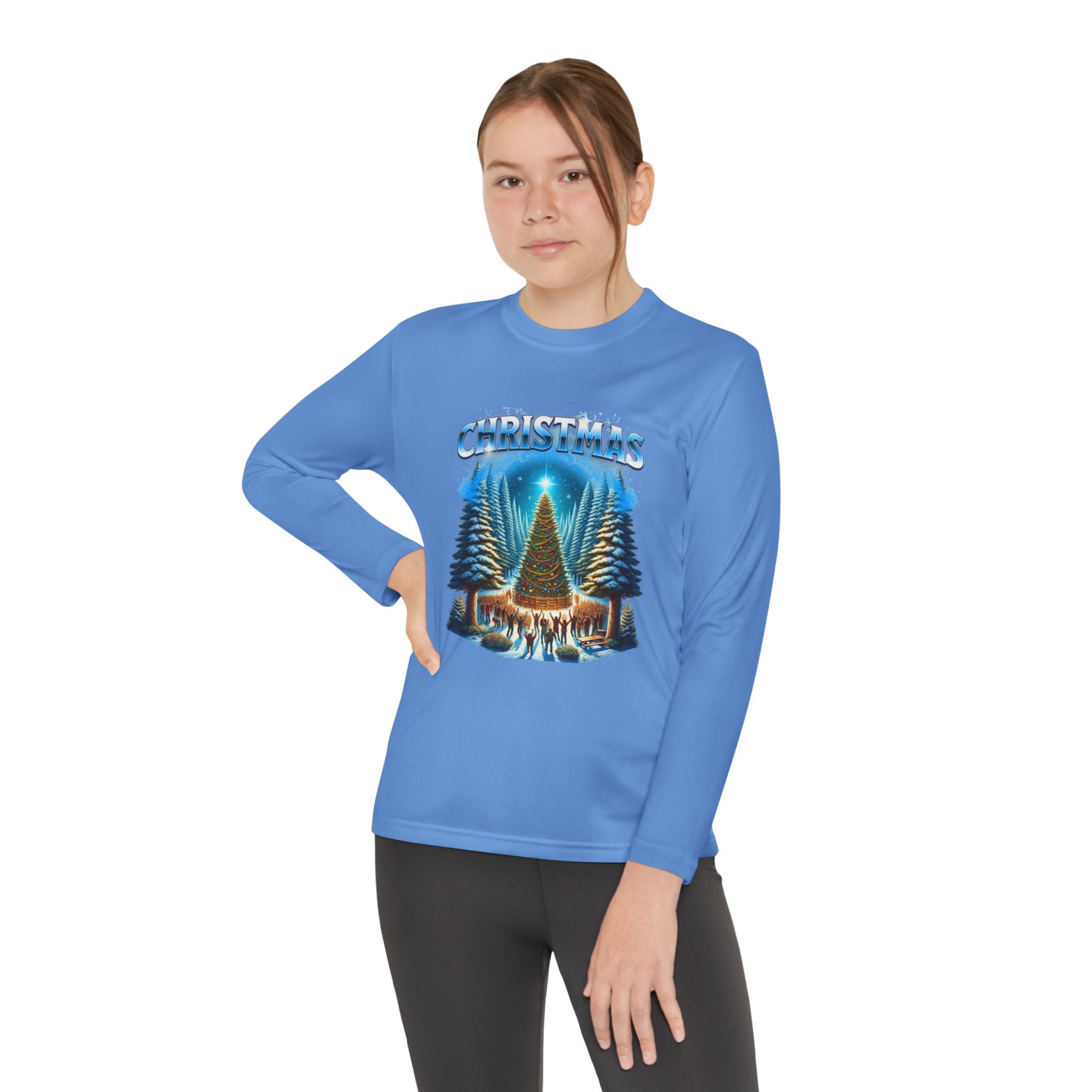 Christmas Tree Youth Long Sleeve Tee — Merry Christmas Holiday Shirt