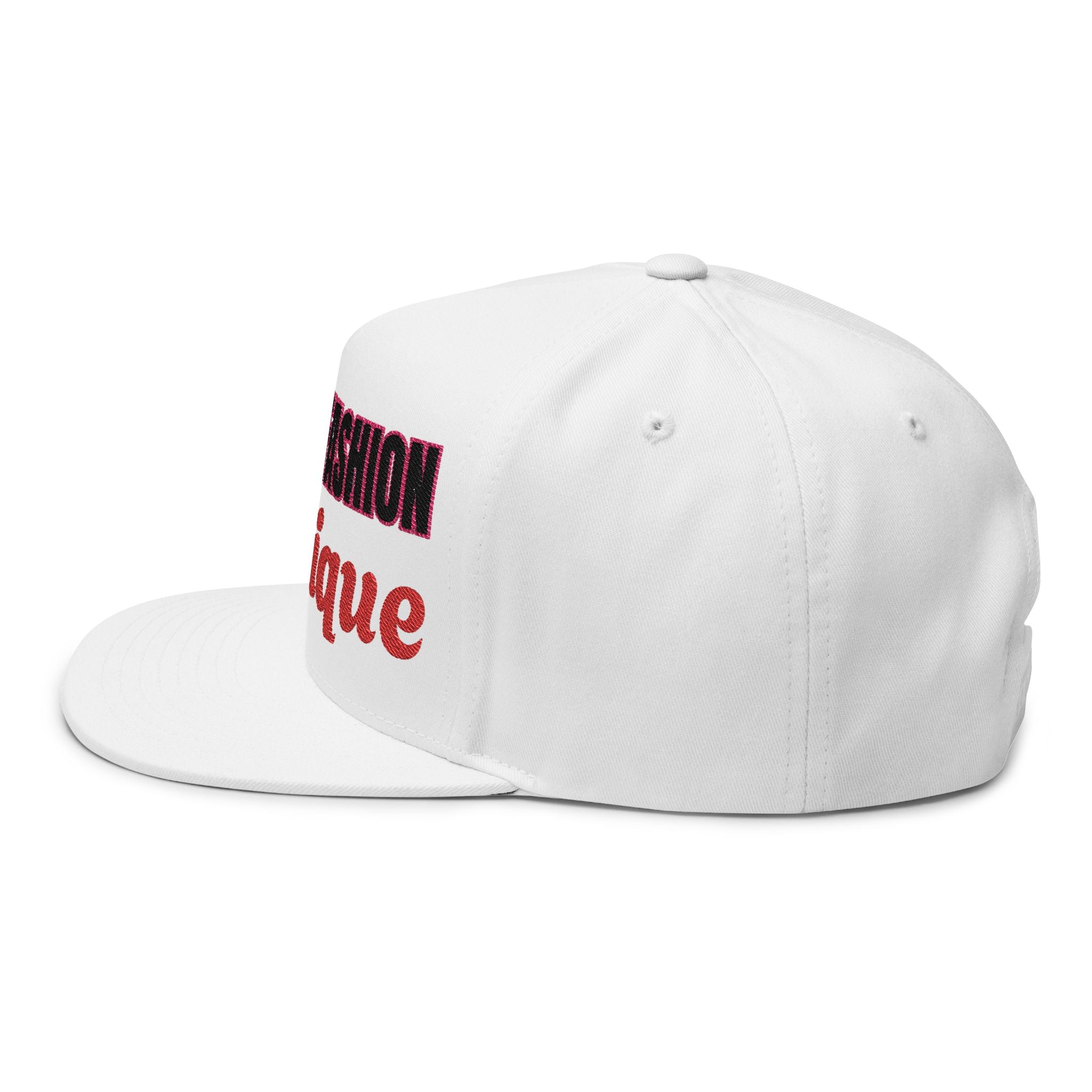 Stylish Embroidered Flat Bill Cap for Fashion Lovers, Trendy Hat, Adjustable Snapback, Casual Wear, Gift for Him/Her