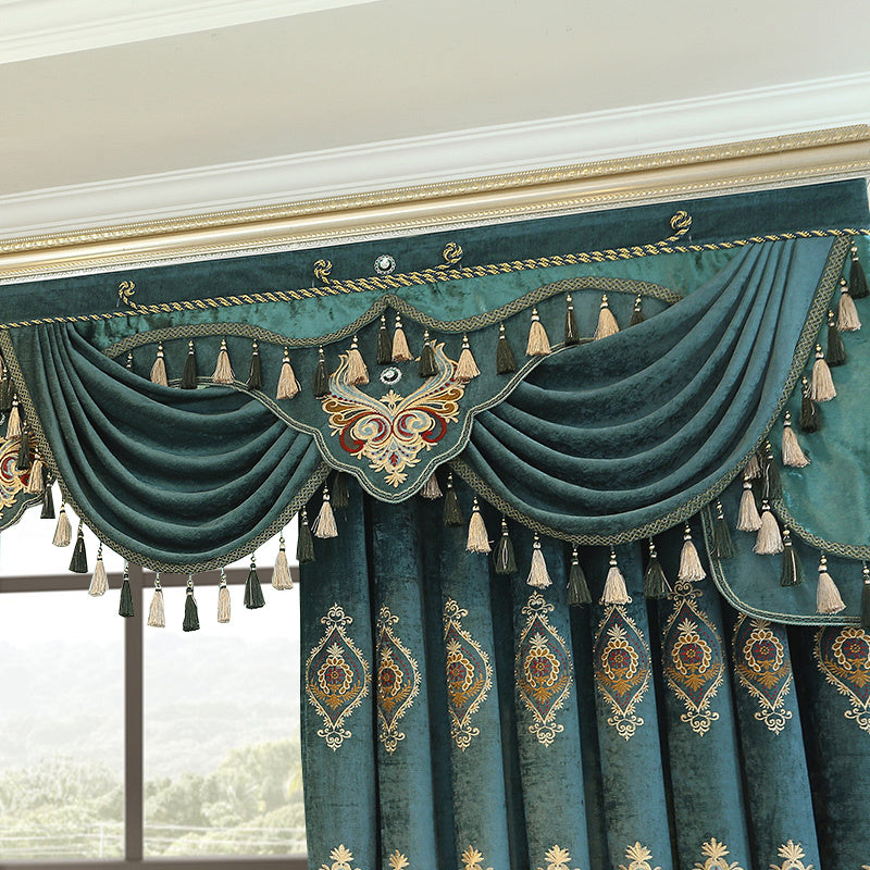 Luxury Elegant High-end Embroidered Curtains, Blackout Living Room Bedroom Villa, Velvet Curtains, Finished 2-piece