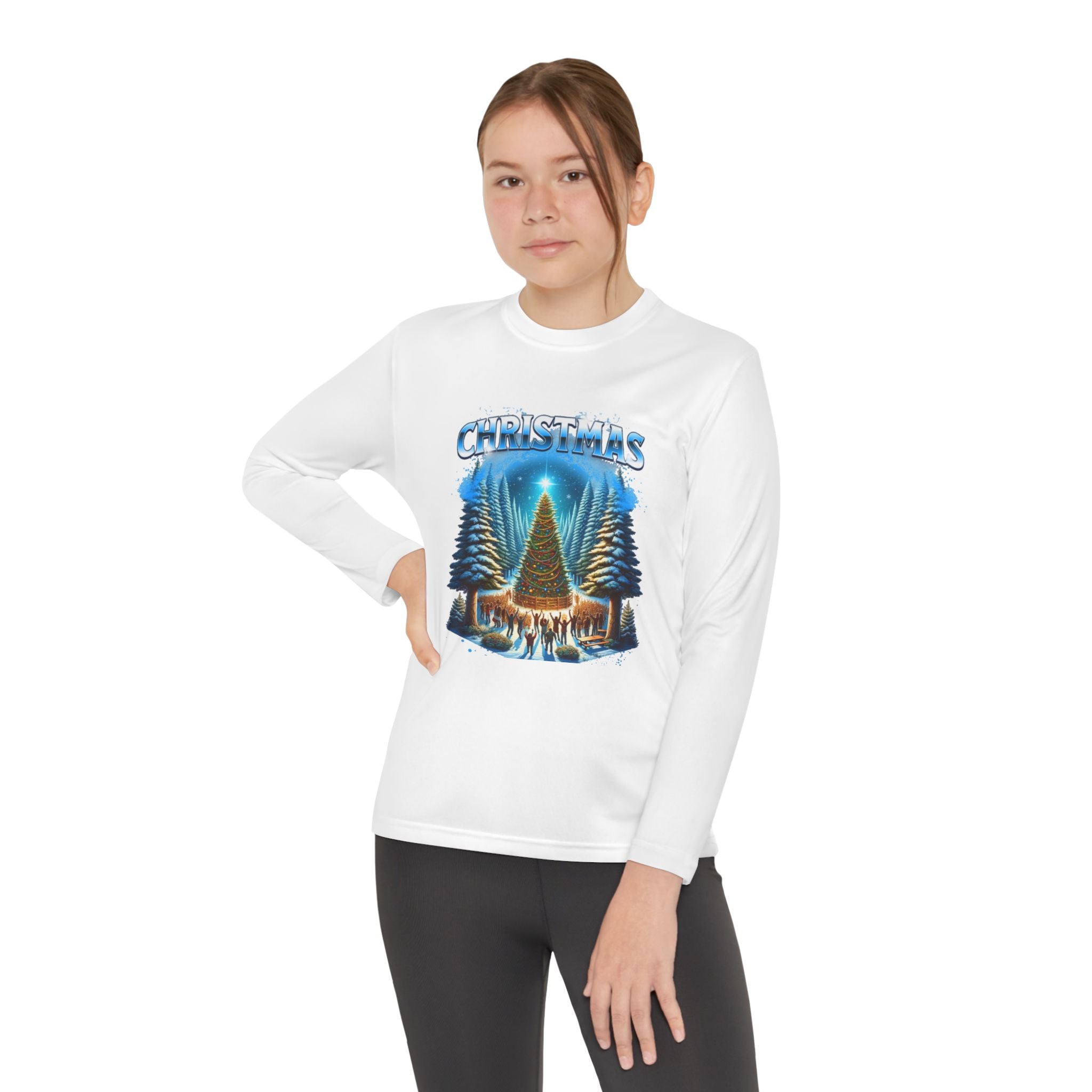 Christmas Tree Youth Long Sleeve Tee — Merry Christmas Holiday Shirt