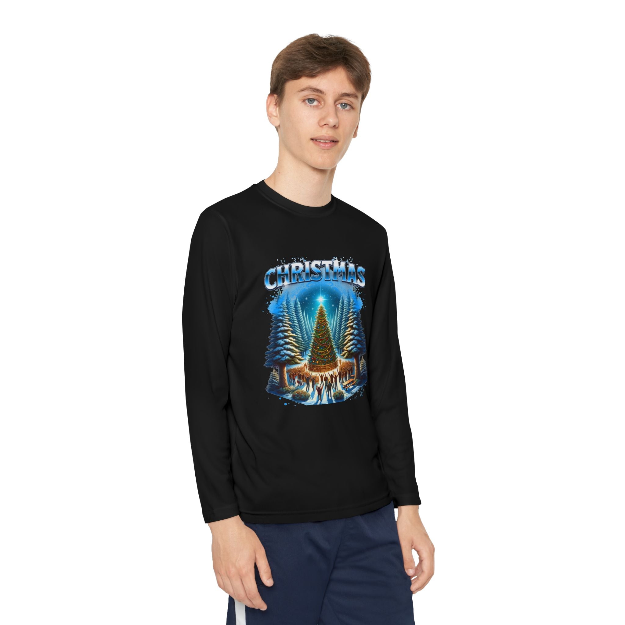 Christmas Tree Youth Long Sleeve Tee — Merry Christmas Holiday Shirt