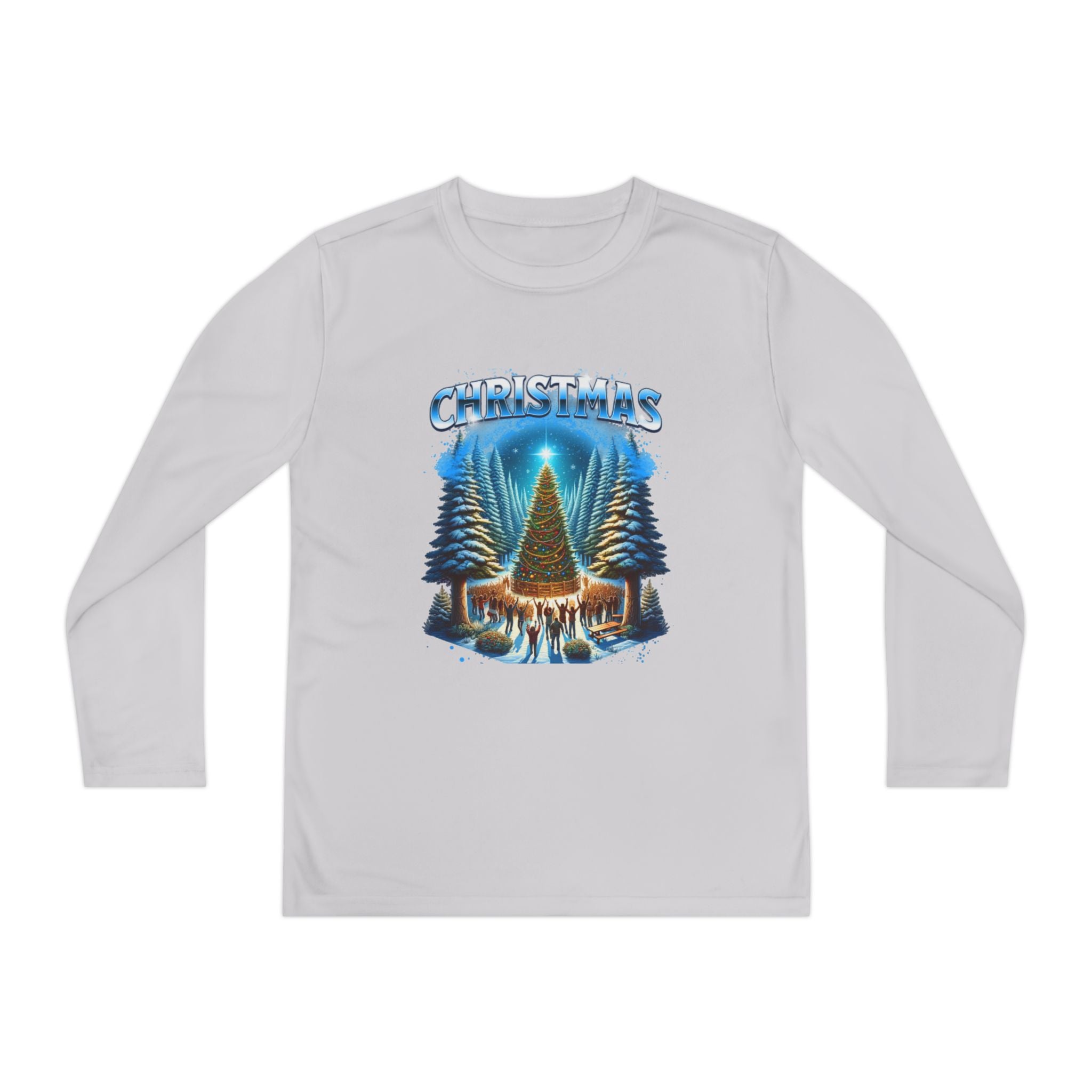 Christmas Tree Youth Long Sleeve Tee — Merry Christmas Holiday Shirt