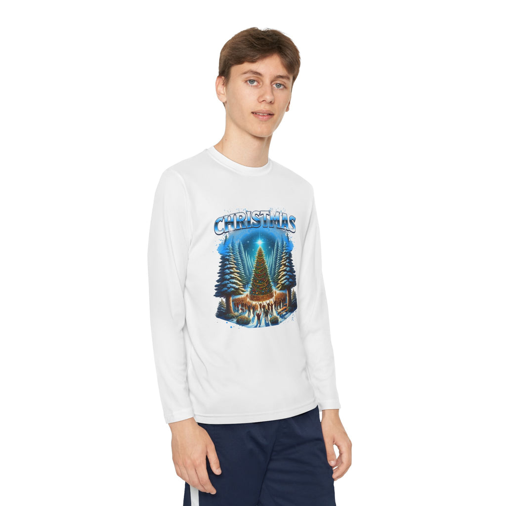 Christmas Tree Youth Long Sleeve Tee — Merry Christmas Holiday Shirt