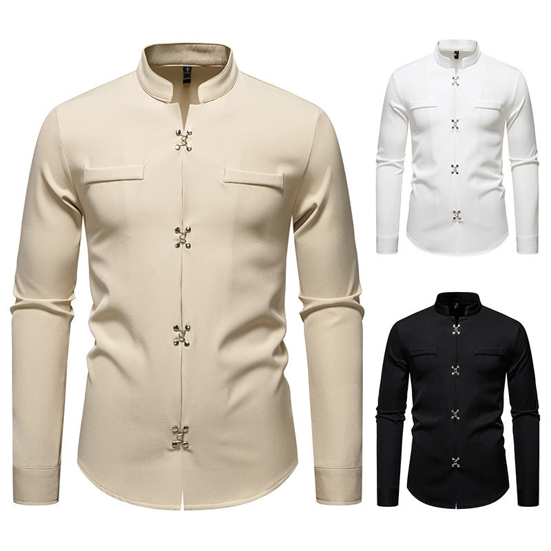 New Men's Long-sleeved Shirt High-grade Ruan Handsome Loose Casual Shirt Trendy