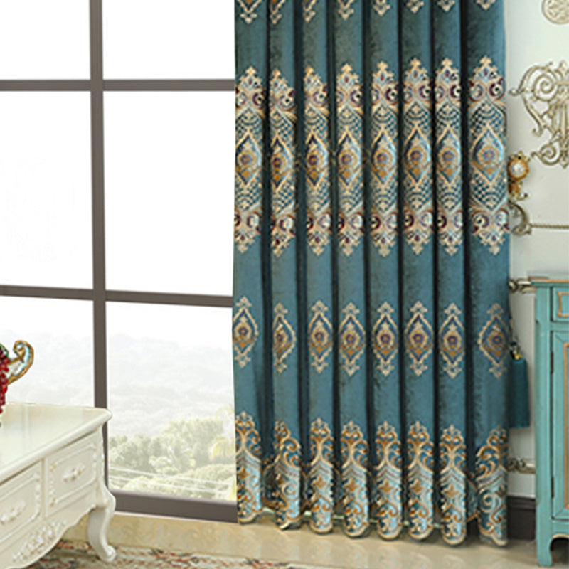 Luxury Elegant High-end Embroidered Curtains, Blackout Living Room Bedroom Villa, Velvet Curtains, Finished 2-piece