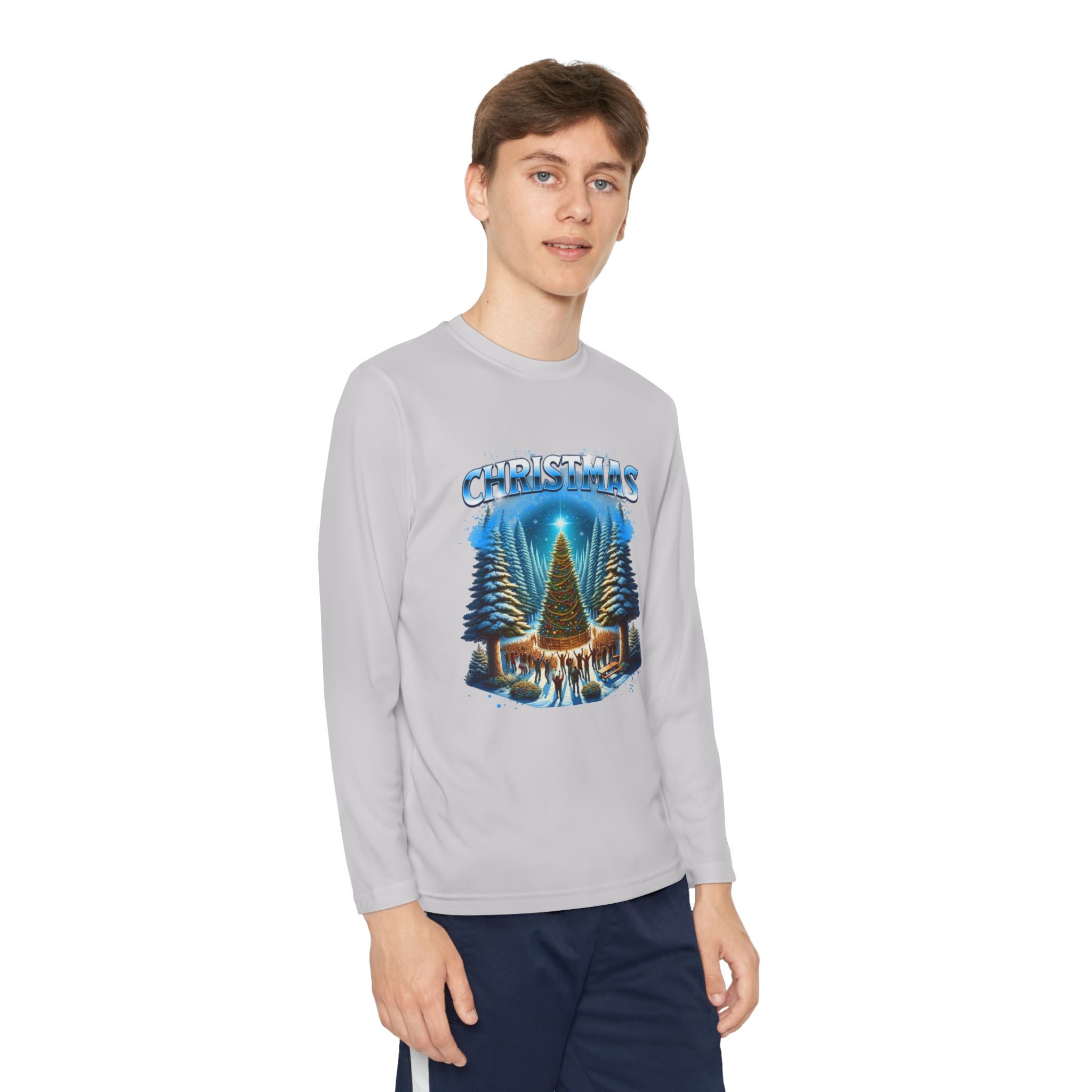 Christmas Tree Youth Long Sleeve Tee — Merry Christmas Holiday Shirt