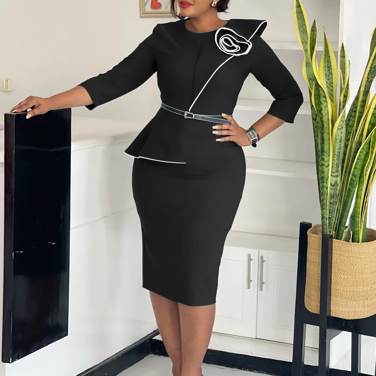 Elegant OL OL Pencil Skirt Sheath African Dress