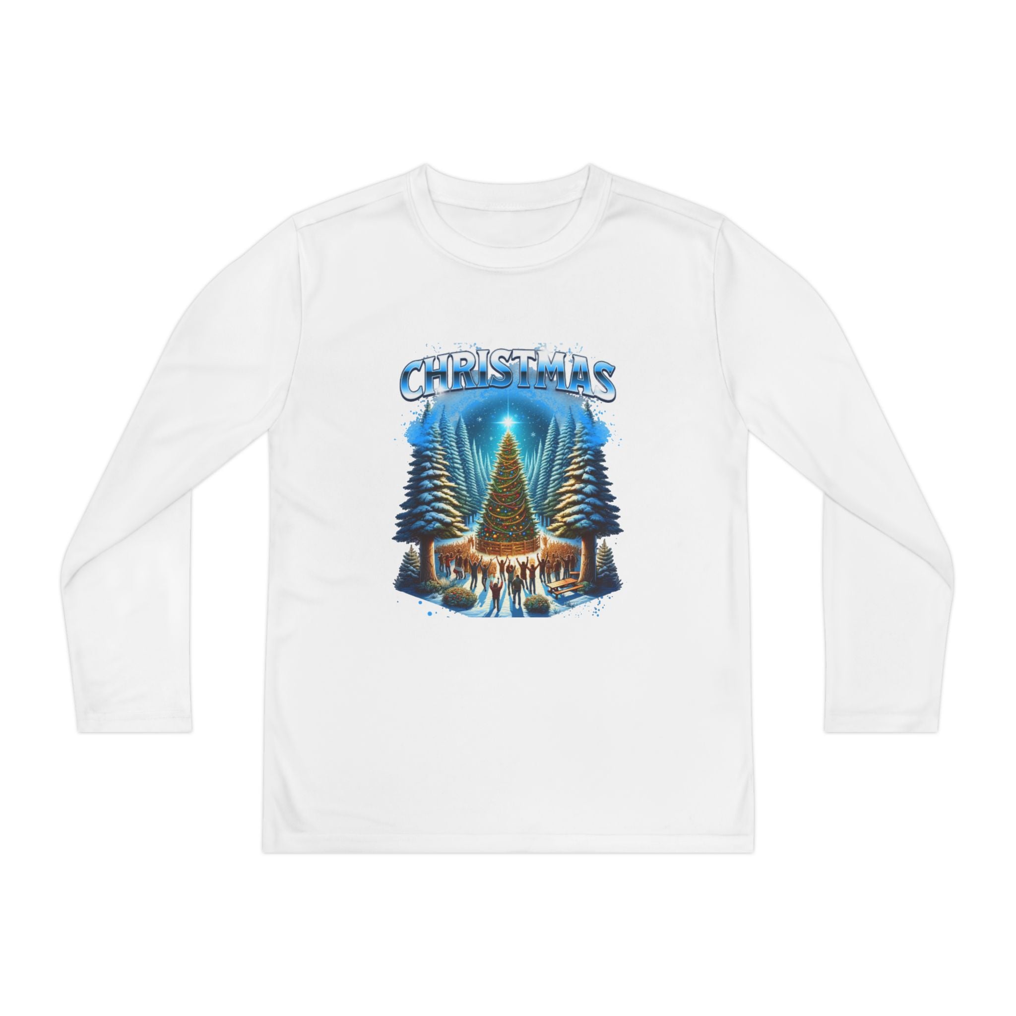 Christmas Tree Youth Long Sleeve Tee — Merry Christmas Holiday Shirt