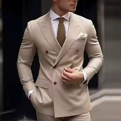 Men's Two-piece Suit Korean Style Slim Fit Business Best Man Casual Suit