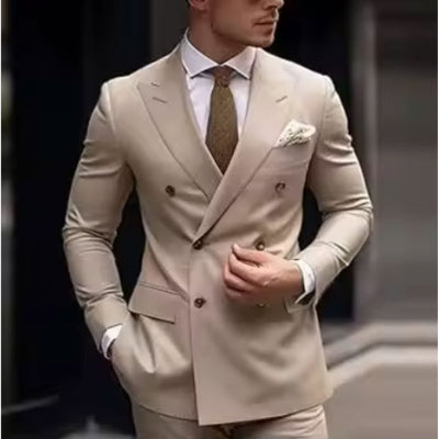 Men's Two-piece Suit Korean Style Slim Fit Business Best Man Casual Suit