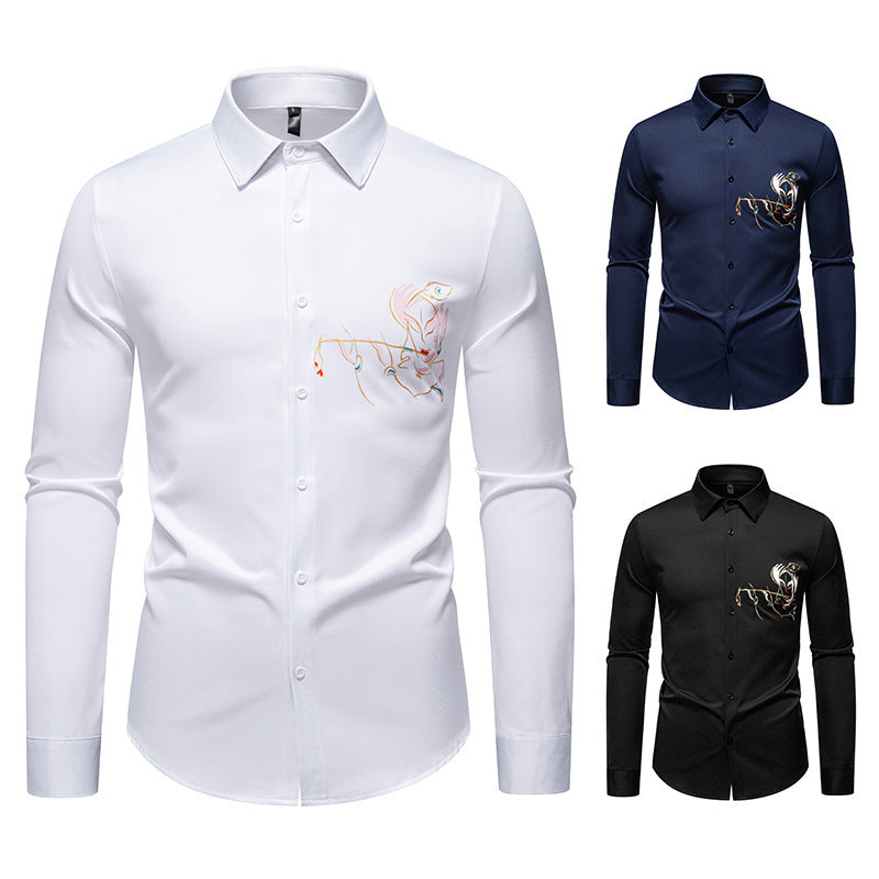 New Men's Long-sleeved Premium Printed Casual Shirt