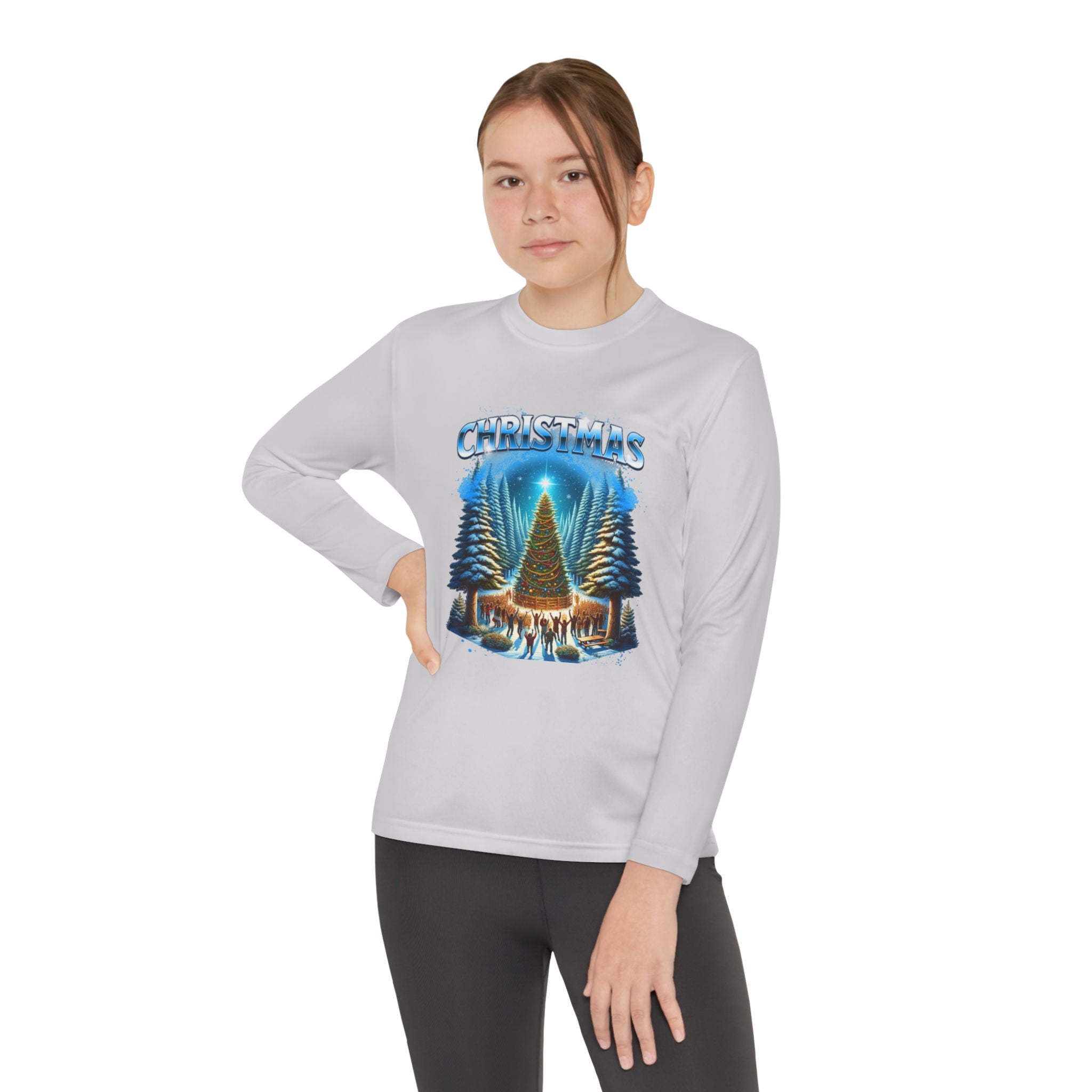 Christmas Tree Youth Long Sleeve Tee — Merry Christmas Holiday Shirt