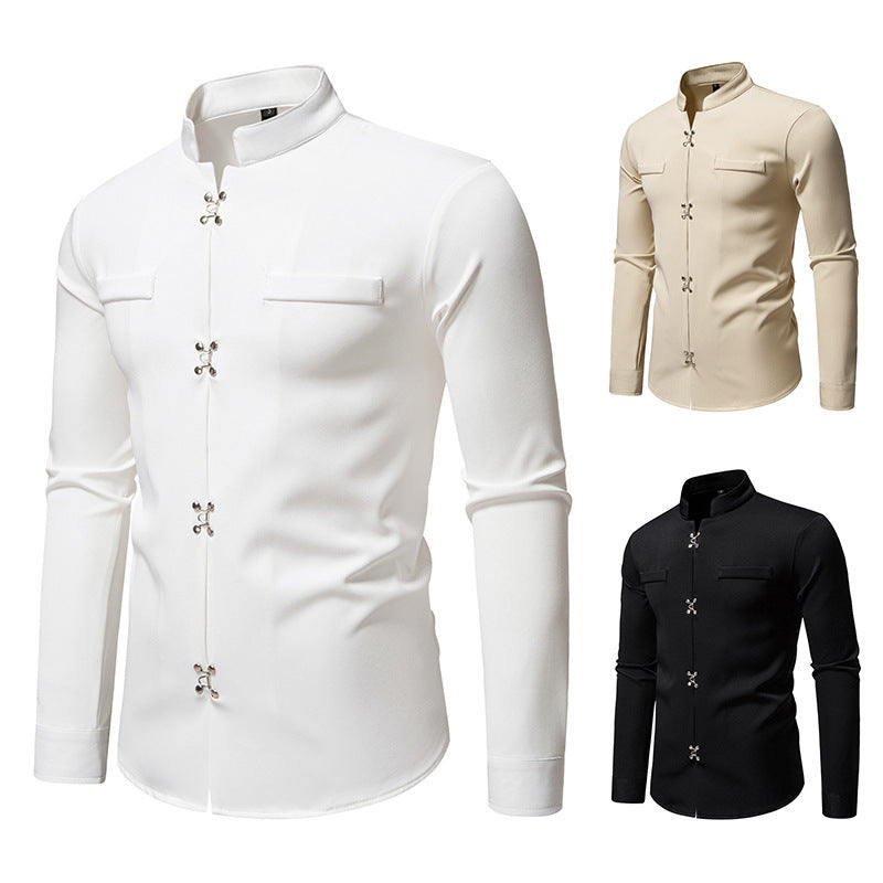 New Men's Long-sleeved Shirt High-grade Ruan Handsome Loose Casual Shirt Trendy
