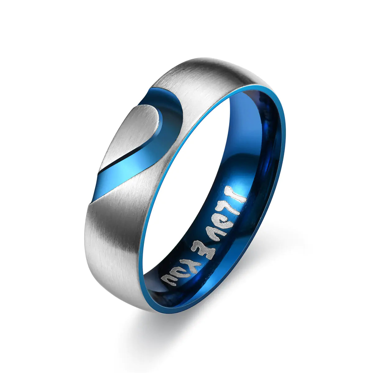 Heart-Shaped Diamond Stainless Steel "I LOVE YOU" Ring