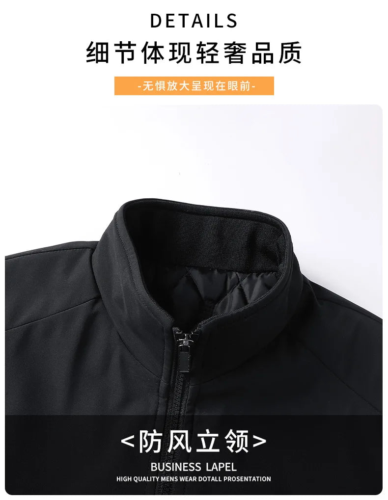 Winter Men's Fleece Warm Jackets Bomber Fashion Parkas Outerwear Coats Men Casual Windbreaker Jacket Classic Solid Thermal Coat