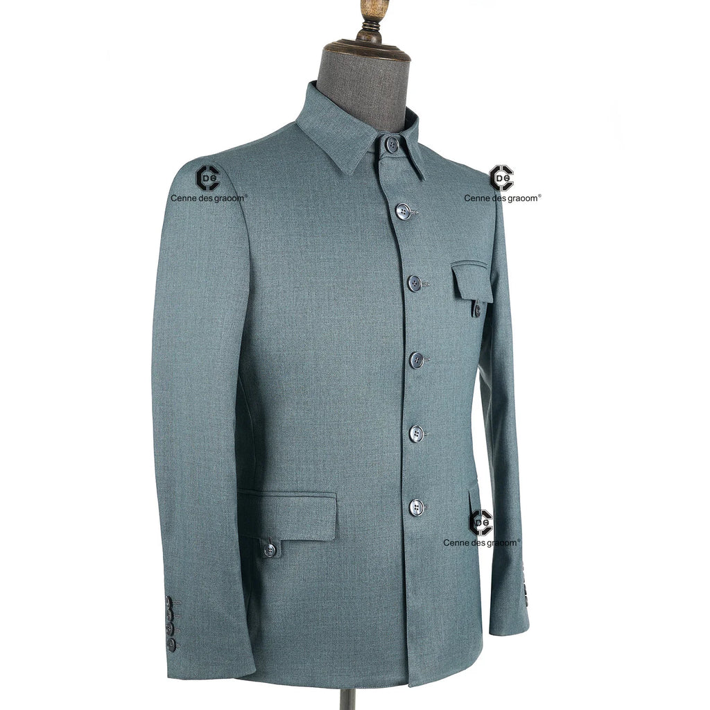 Cenne Des Graoom 2025 New Safari Men Suits Square Collar Tailor-Made Formal Casual Business Official Daily Wear Costume Homme