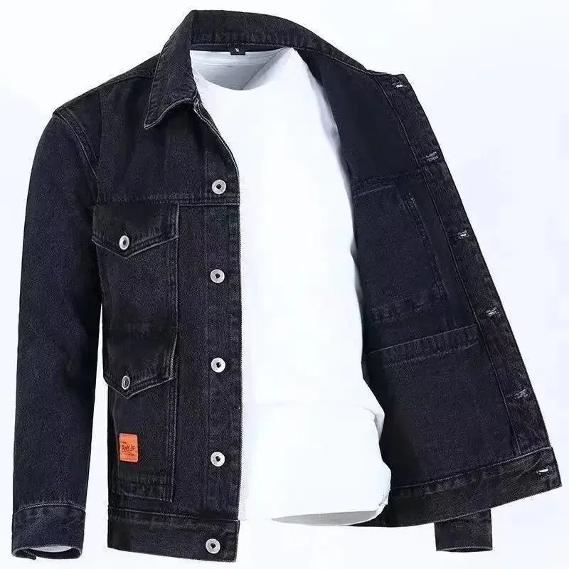 2025 New Men's Denim Cargo Jacket Loose Vintage Fashion Casual Cardigan Jacket Men Youth Handsome Washed Cowboy Coats Plus Size