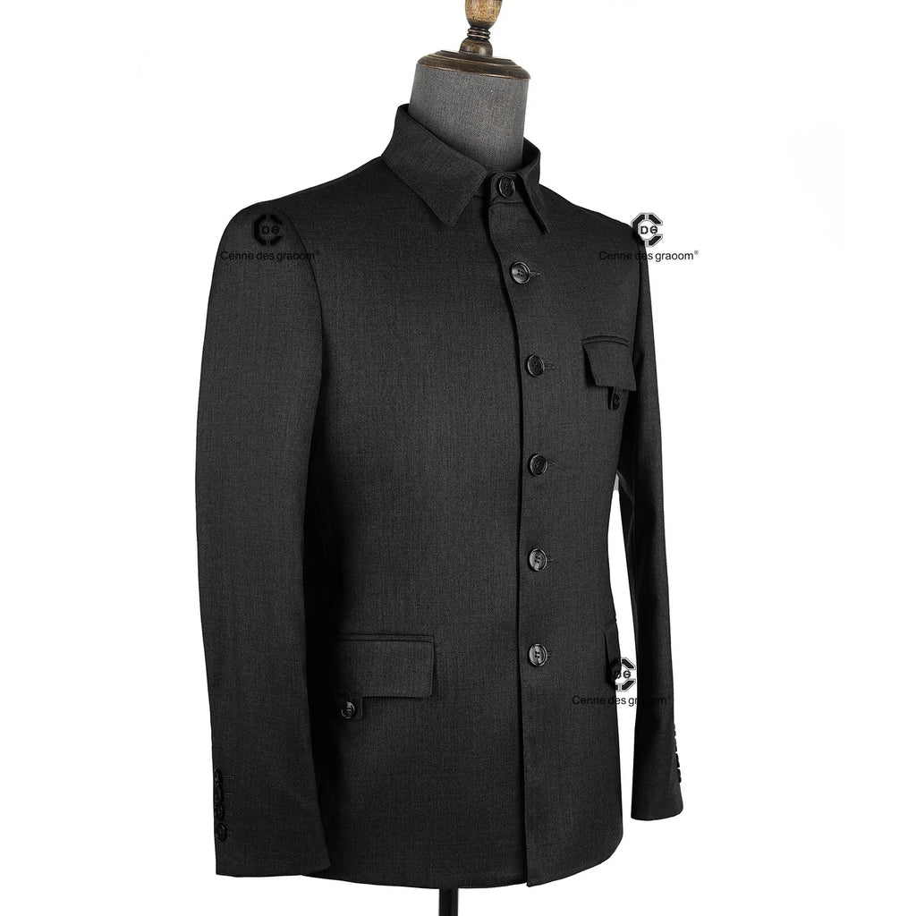 Cenne Des Graoom 2025 New Safari Men Suits Square Collar Tailor-Made Formal Casual Business Official Daily Wear Costume Homme