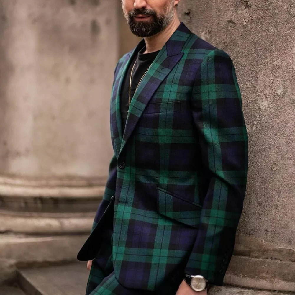 Elegant Men Suits Single Breasted Peak Lapel Slim Fit Male Clothing 2 Piece Jacket Pants Sets Formal Prom Party Costume Homme