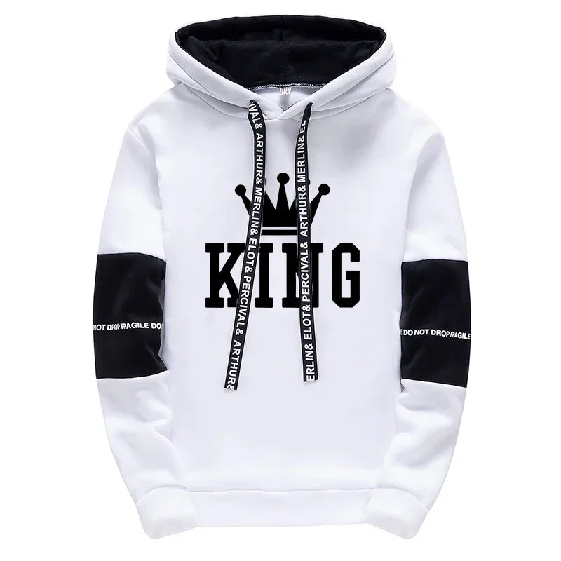 King Mens Tracksuit Printing Fashion Simplicity Hooded Sweatshirt Sweatpants Versatile Tops Daily Casual Sport Joggong Clothing