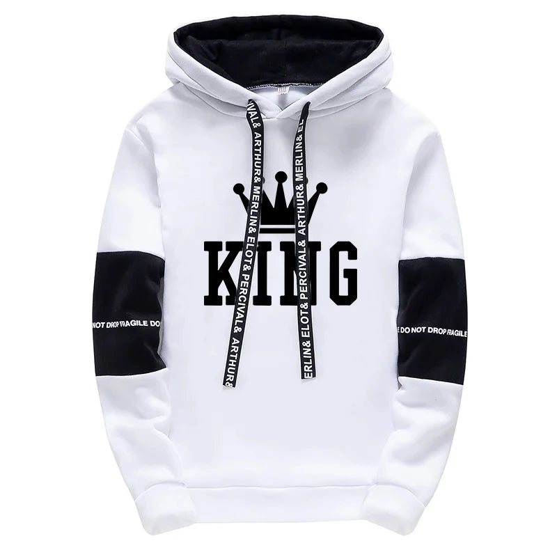 King Mens Tracksuit Printing Fashion Simplicity Hooded Sweatshirt Sweatpants Versatile Tops Daily Casual Sport Joggong Clothing