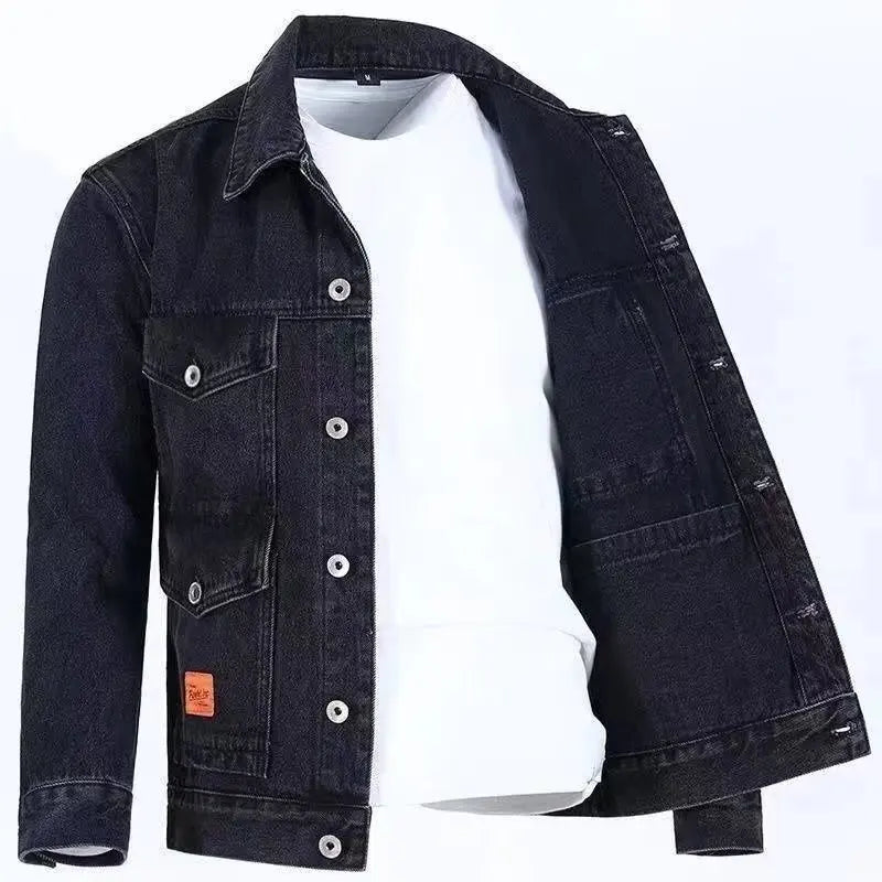 2025 New Men's Denim Cargo Jacket Loose Vintage Fashion Casual Cardigan Jacket Men Youth Handsome Washed Cowboy Coats Plus Size