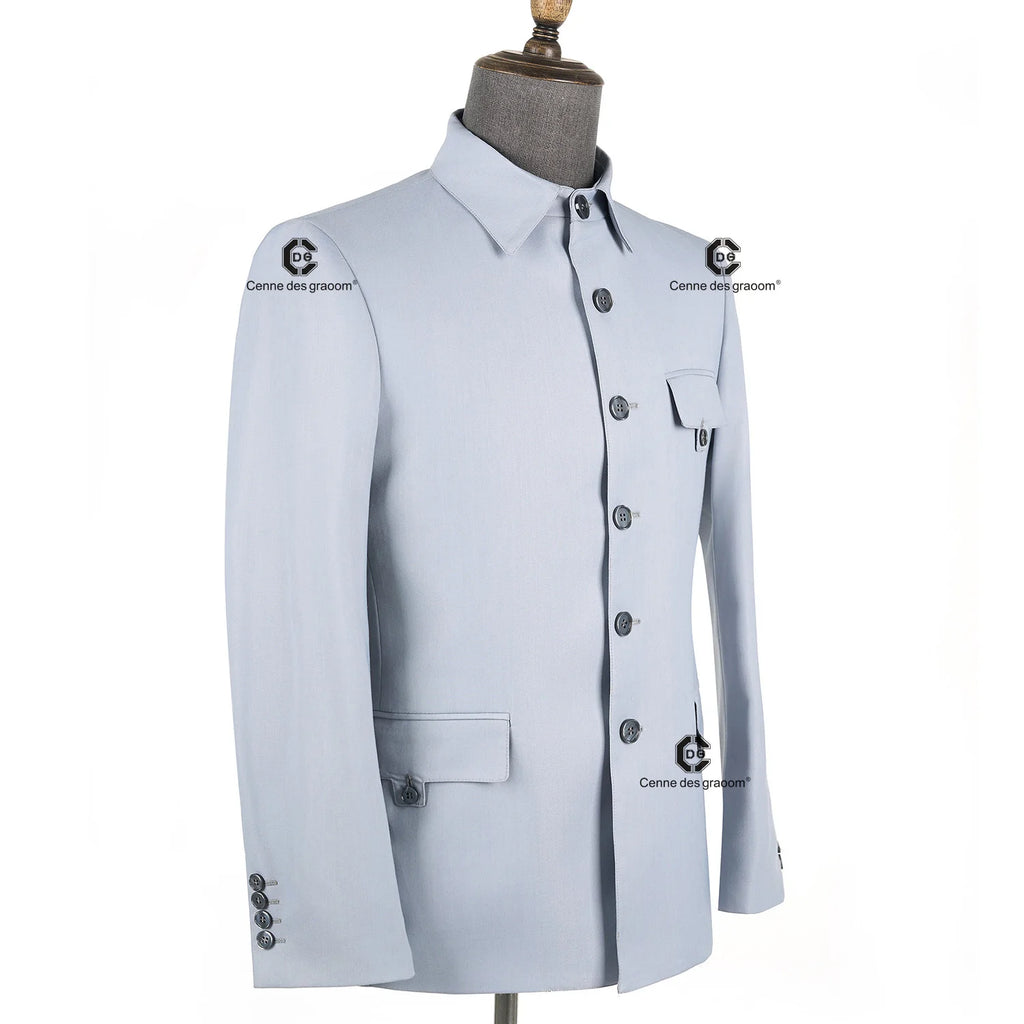 Cenne Des Graoom 2025 New Safari Men Suits Square Collar Tailor-Made Formal Casual Business Official Daily Wear Costume Homme