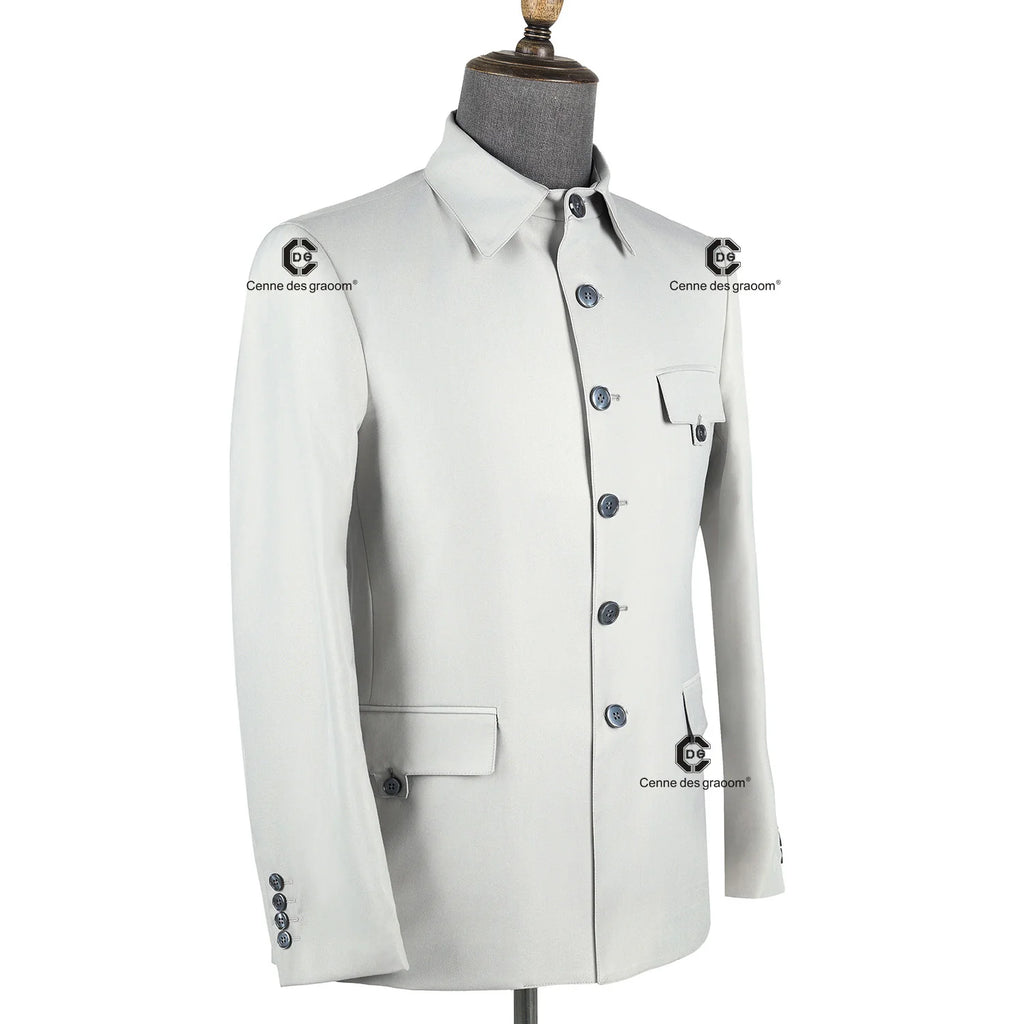 Cenne Des Graoom 2025 New Safari Men Suits Square Collar Tailor-Made Formal Casual Business Official Daily Wear Costume Homme