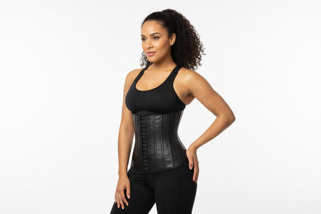 Women 9-Steel-Bone 100% Latex Rubber Girdle Waist Trainer Corsets Hourglass Body Shaper Long Torso Waist Cincher Weight Loss