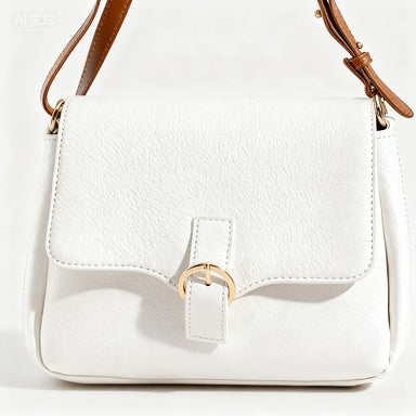 Plain Cross Body Bag-White 2048