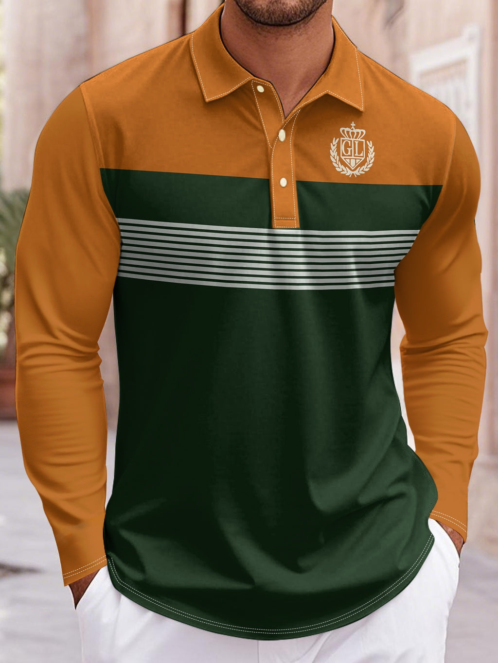 Leisure Sports Long Sleeve Spring And Autumn Button Polo Shirt