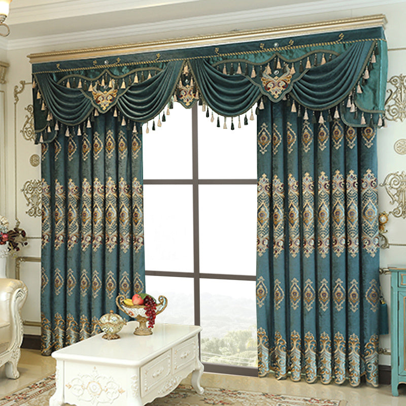 Luxury Elegant High-end Embroidered Curtains, Blackout Living Room Bedroom Villa, Velvet Curtains, Finished 2-piece