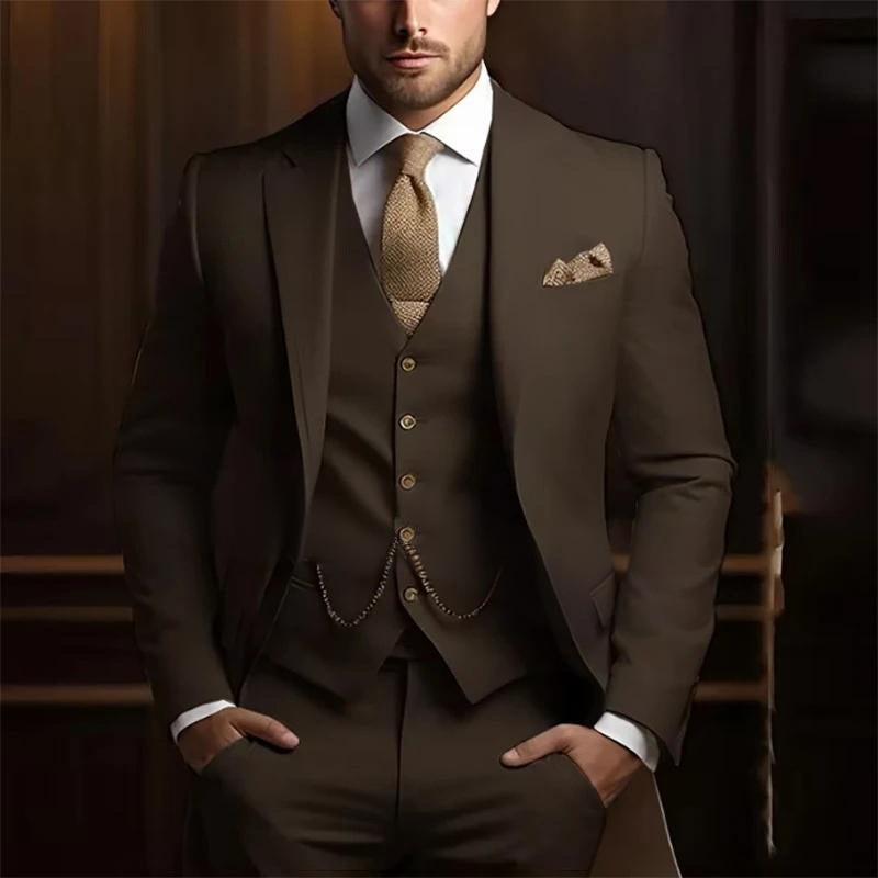 Men's High-grade Gentleman Temperament Slim Suit Three-piece Suit