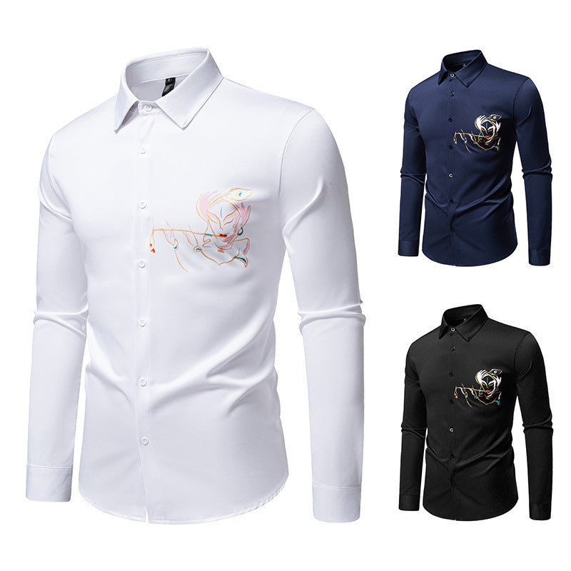 New Men's Long-sleeved Premium Printed Casual Shirt