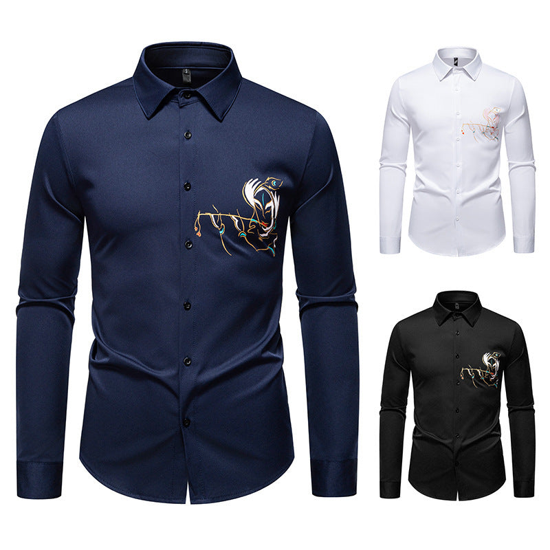New Men's Long-sleeved Premium Printed Casual Shirt