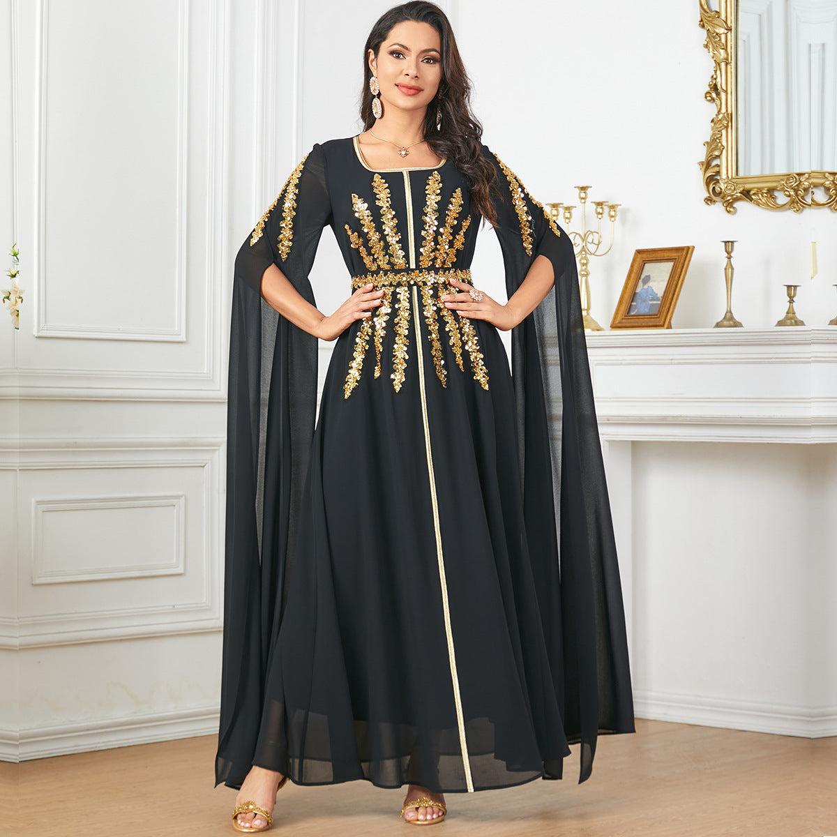 Arab Women's Robe Super Long Sleeve Muslim Dress