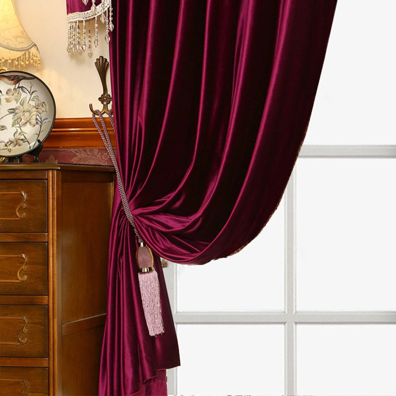 Luxury Festive Velvet Red Bedroom, Living Room, Water Wave Curtains, Wedding Room, Blackout Curtains